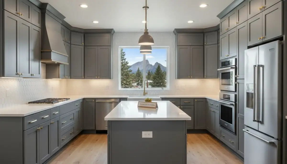 Refinished kitchen cabinets in Boulder, CO showcasing smooth, modern finishes by local painting experts