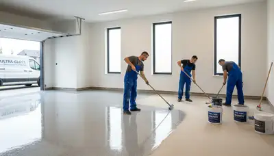 Professional epoxy garage floor coating by house painters in Boulder, CO for durable, glossy finish