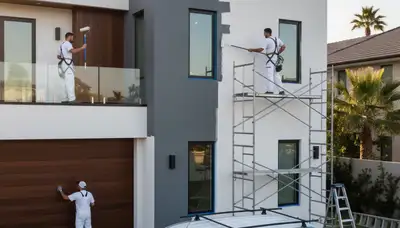 Professional exterior house painters in Boulder, CO applying UV-resistant paint for weather protection