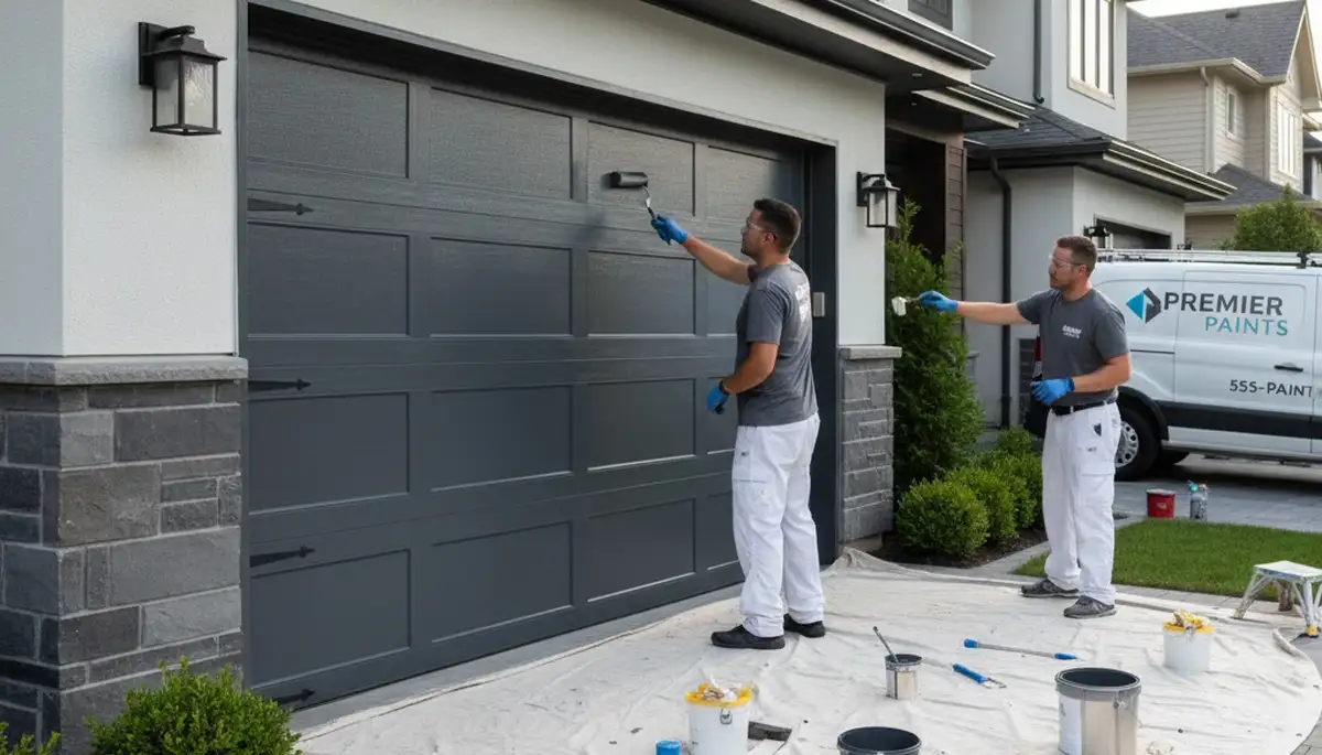 Professional garage door painting in Boulder CO enhancing curb appeal with durable exterior finishes