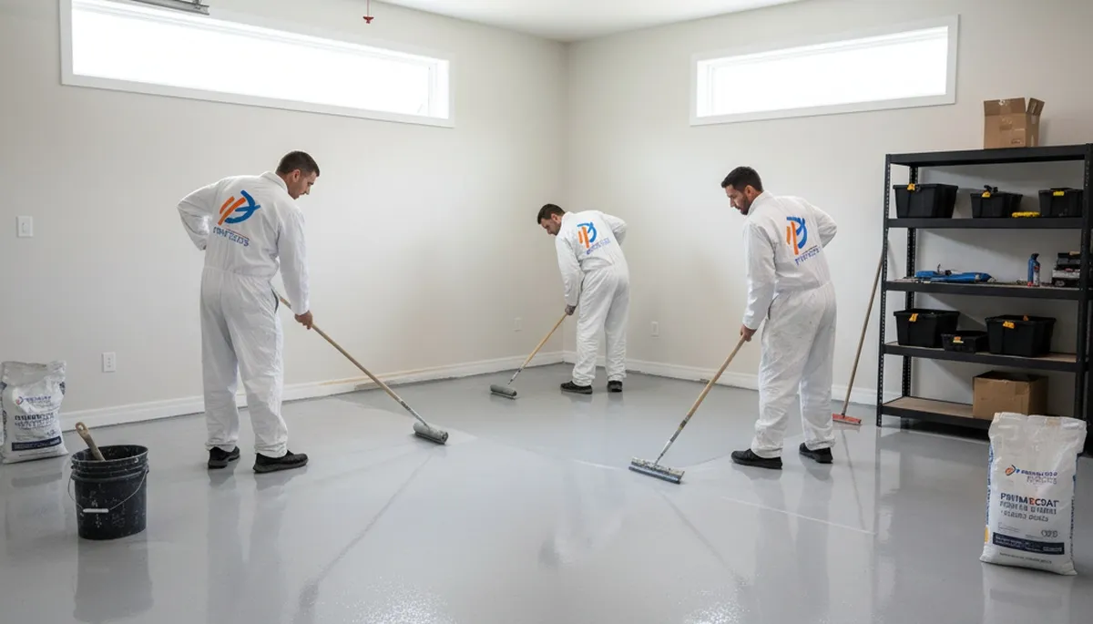 Epoxy garage floor coating in Boulder CO with glossy finish by local house painting pros