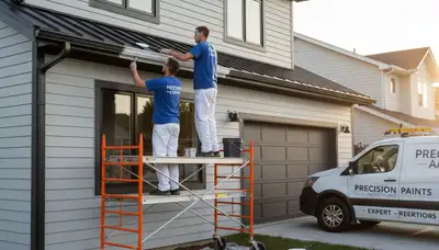 Professional gutter painting on home exterior in Boulder, CO by expert house painters