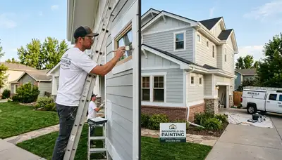 Professional house painters working on exterior home in Boulder CO
