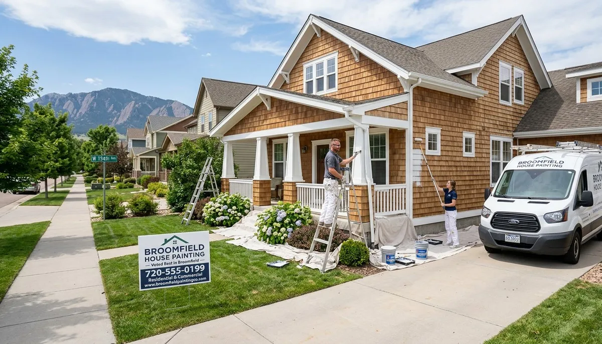 Professional house painters working on residential exterior in Boulder, CO