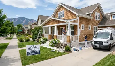 Professional house painters working on residential exterior in Boulder, CO