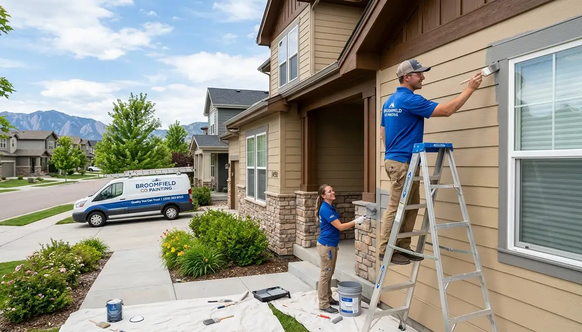Professional house painters working on exterior home in Boulder, CO