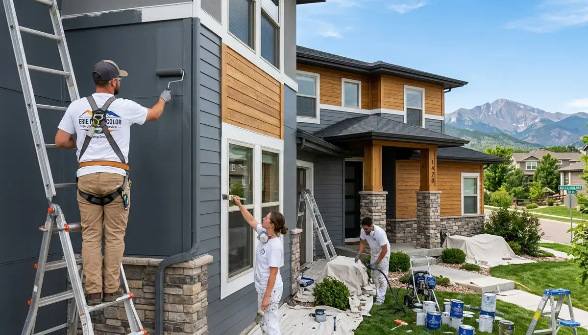 Professional house painters refreshing exterior home in Boulder, CO