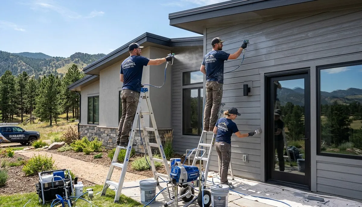 Professional house painters working on exterior home repaint in Boulder, CO
