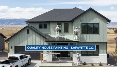 Professional house painters in Boulder CO applying exterior paint to a residential home façade