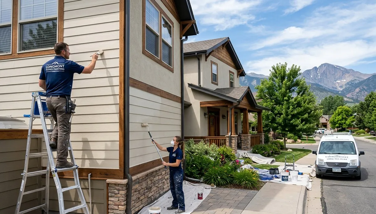 Professional house painters finishing exterior home in Boulder, CO