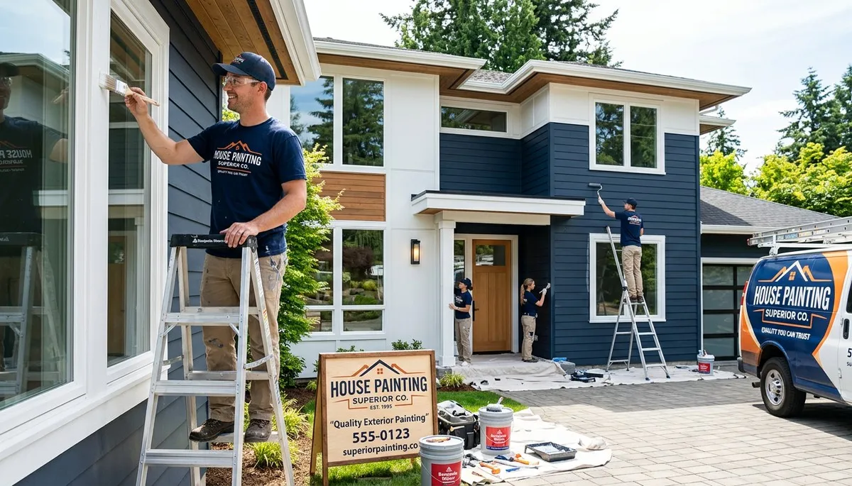 Professional house painters working on home exterior in Boulder, CO