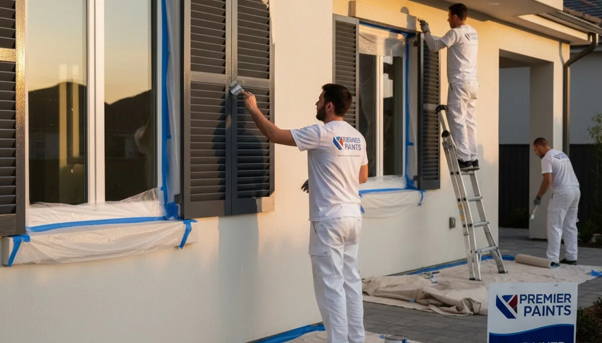 Professional shutter painting on a Boulder CO home exterior by expert house painters