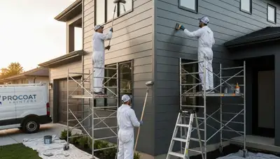 Professional siding painting on Boulder, CO home exterior by expert local house painters