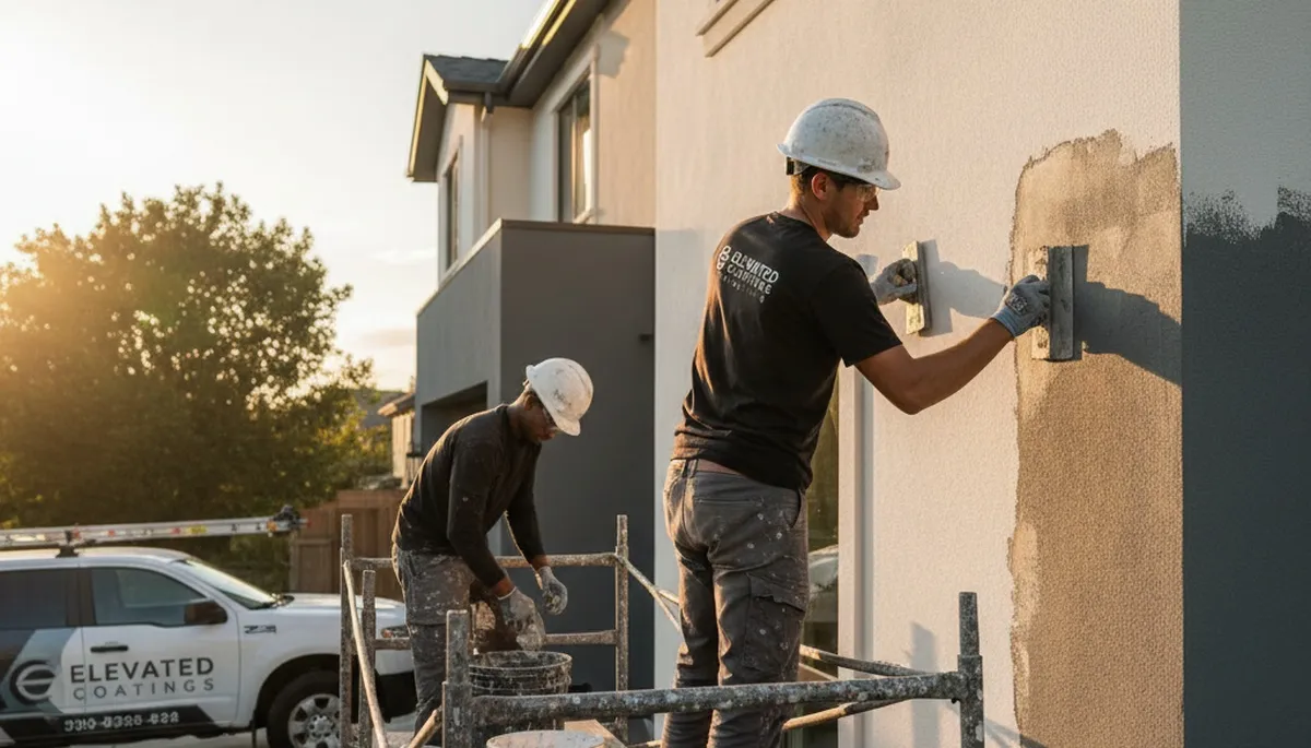 Professional stucco repair on Boulder CO home exterior by expert house painters restoring curb appeal