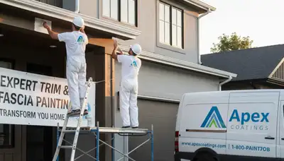 Professional trim and fascia painting on Boulder, CO home exterior by expert house painters