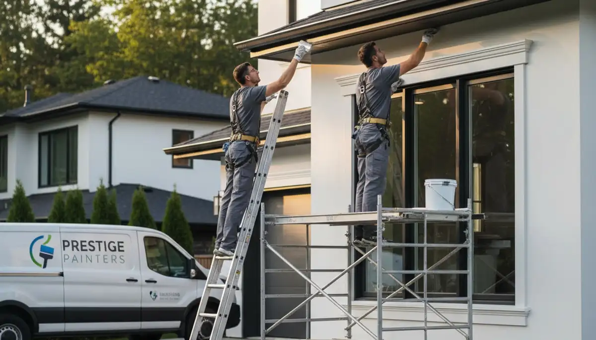 Professional trim and fascia painting on Boulder CO home exterior by expert house painters